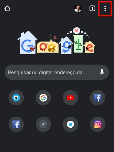 Clique no ícone de "Três Pontos" para abrir o menu do Google Chrome (Captura de tela: Matheus Bigogno)