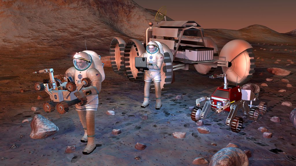 Conceito de astronautas em Marte (Imagem: Reprodução/NASA/JPL-Caltech)