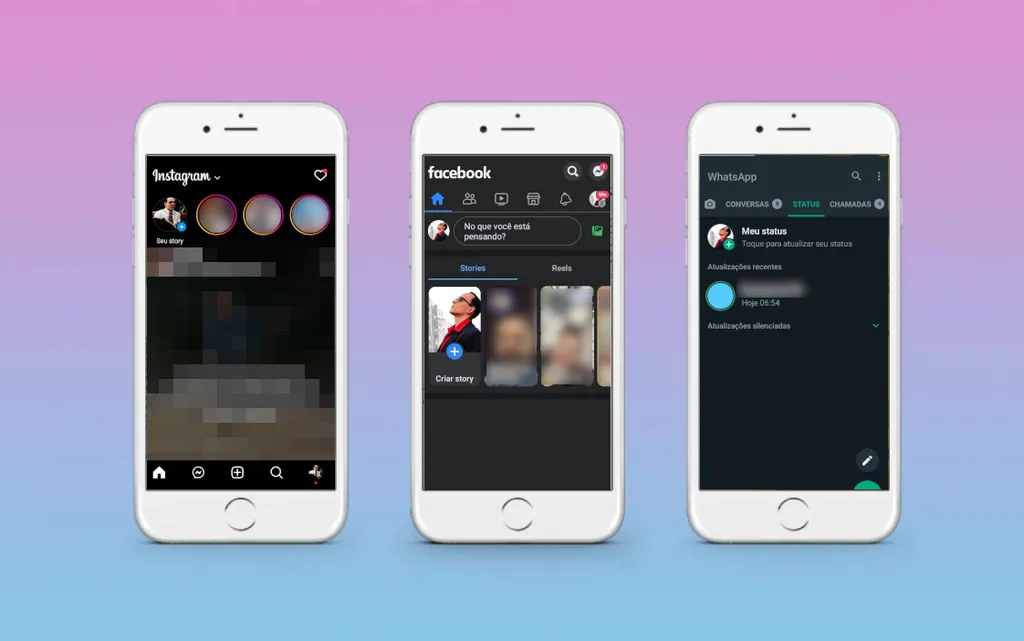 Hoje em dia, Instagram, Facebook e WhatsApp já incorporaram o conceito do Snap (Captura de tela: Matheus Bigogno)