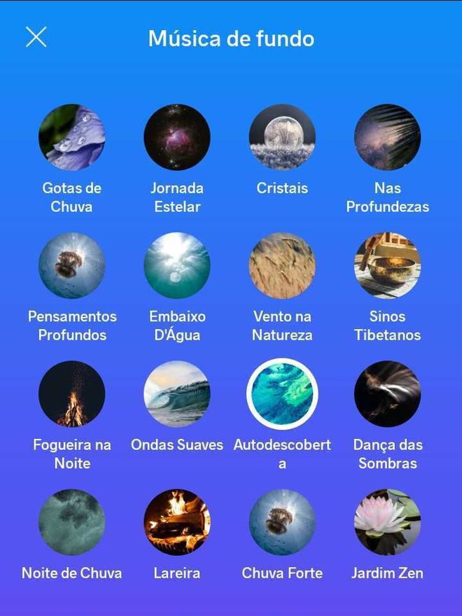 O Meditopia oferece diversas trilhas sonoras (Imagem: Guadalupe Carniel/Captura de tela)
