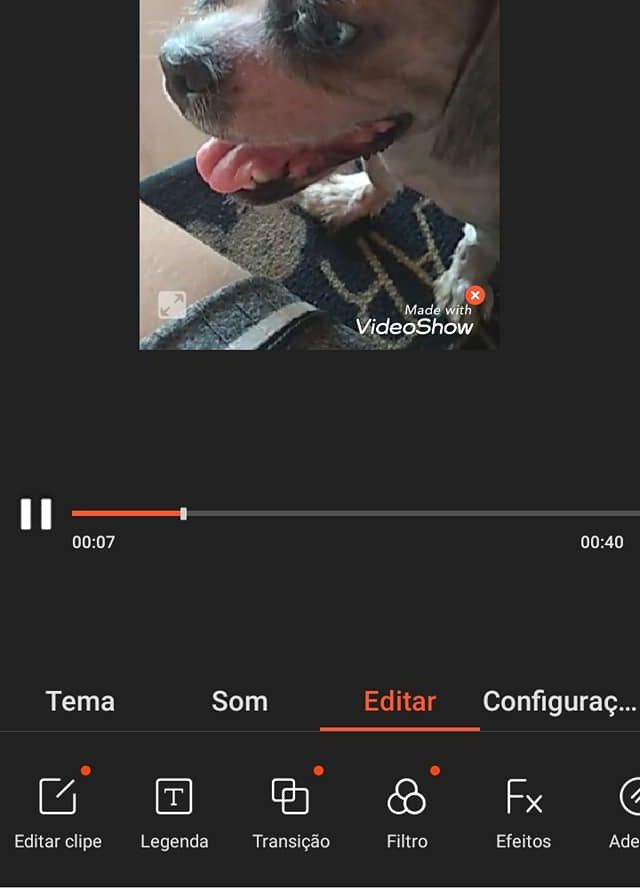 VideoShow: edite seus vídeos no IGTV e adicione efeitos de transição (Captura de tela: Ariane Velasco)
