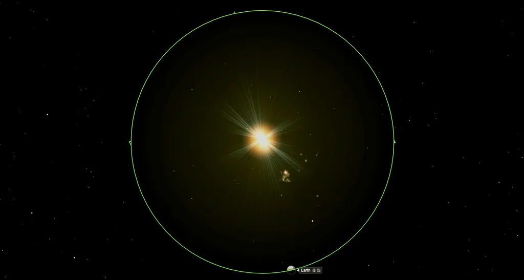 A órbita da Terra ao redor do Sol é uma elipse bastante discreta (Imagem: Reprodução/Starry Night)