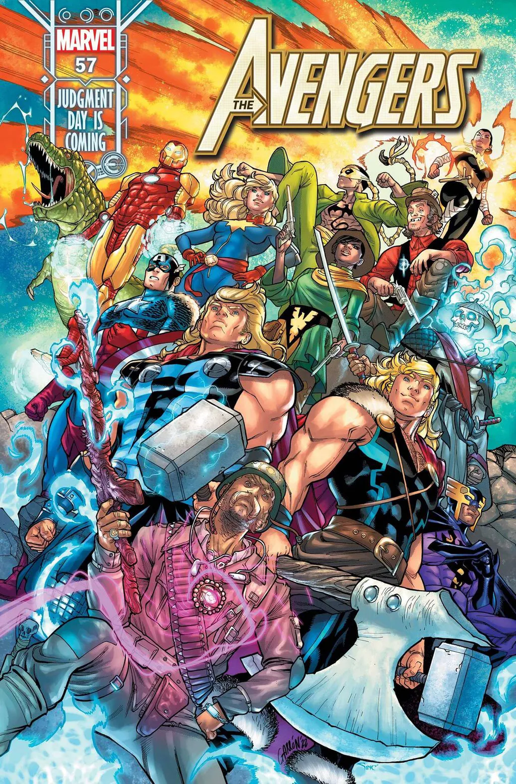 Capa de Avengers nº 57 da Marvel traz novos Vingadores (Imagem: eprodução/Marvel)