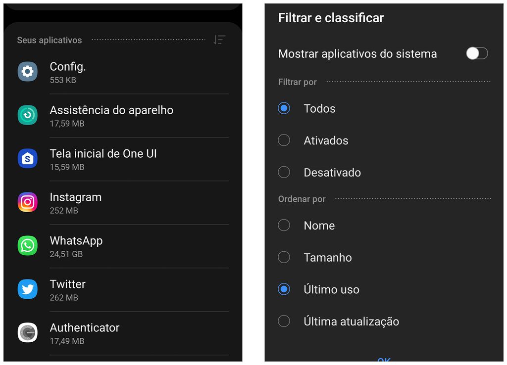 Delete apps pouco usados para aumentar a velocidade de um celular Android (Captura de tela: André Magalhães)