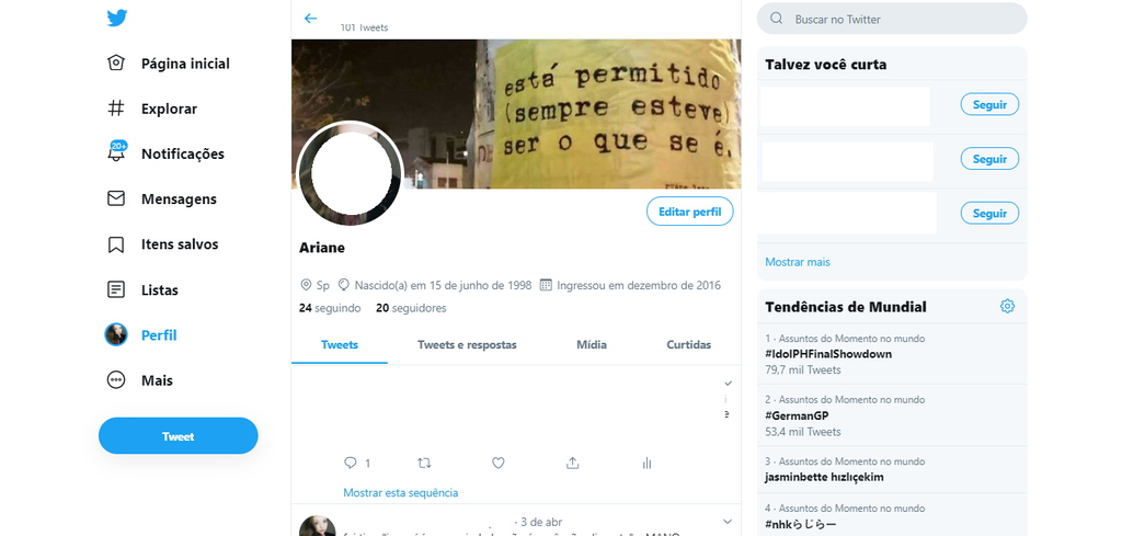 Interface nova do Twitter (Captura de tela: Ariane Velasco)