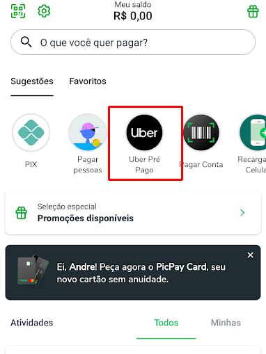 Acesse o ícone do Uber (Imagem: André Magalhães/Captura de tela)