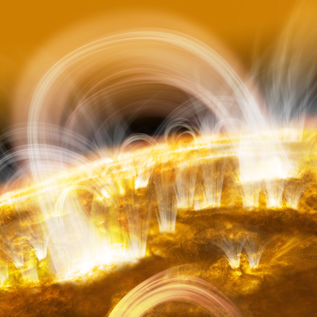 Embora pareçam grandes, as erupções solares ilustradas aqui são miniflares e nanoflares (Imagem: Reprodução/ISAS/JAXA)