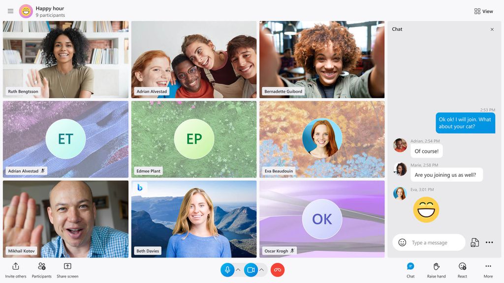 Exibição em grade é uma novidade no Skype, mas é algo presente em várias outras plataformas de comunicação (Imagem: Reprodução/Microsoft)
