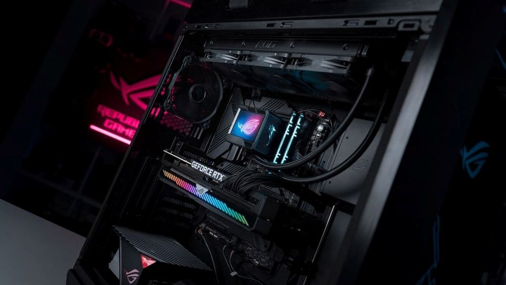 Na hora de montar um PC gamer topo de linha é importante separar um orçamento parrudo para o water cooler, principalmente se pensa em overclock (Imagem: Reprodução/ASUS ROG)