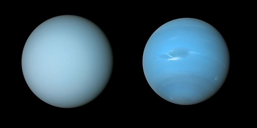 Urano e Netuno são semelhantes, mas há diferenças cruciais para estudos sobre os planetas e mundos semelhantes em outros sistemas estelares (Imagem: Reprodução/NASA)