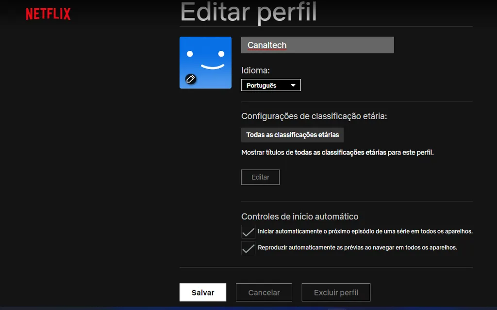 Utilize a versão web se não conseguir criar um perfil na Netflix pelo celular (Captura de tela: Thiago Furquim/Canaltech)