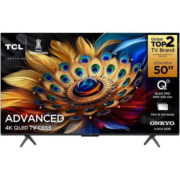 TCL QLED Smart TV 50” C655 4K UHD Google TV Dolby Vision | CUPOM + PIX