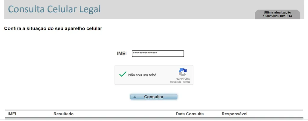 Consulta do IMEI de um aparelho celular no site da Anatel (Imagem: Captura de tela/Guilherme Haas/Canaltech)