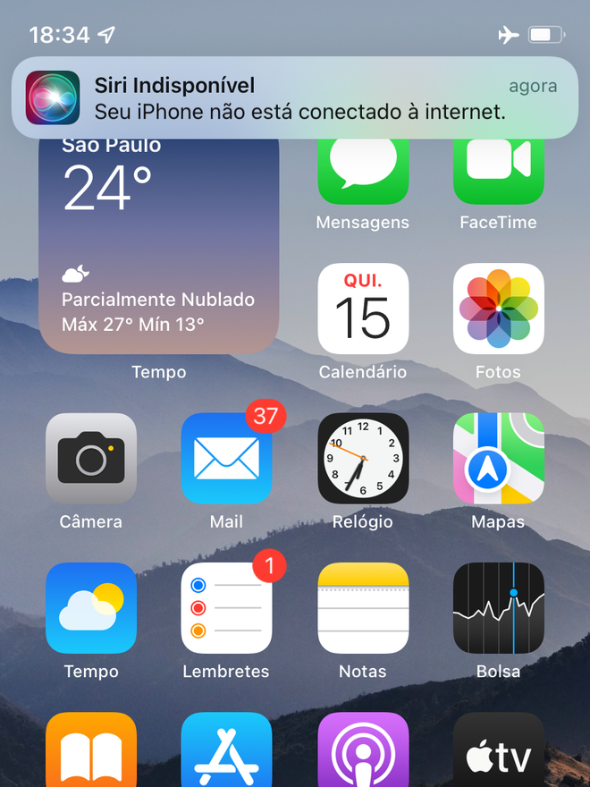 A Siri não possui o recurso offline para o idioma português (Brasil) - Captura de tela: Thiago Furquim (Canaltech)