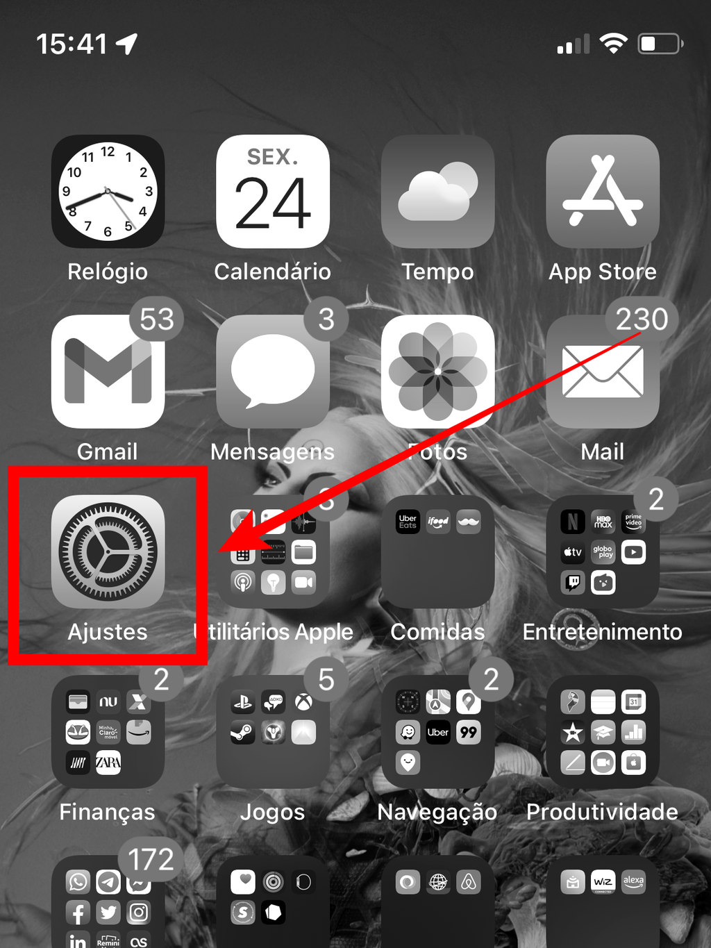 Para conectar seu iPhone a uma rede sem fio oculta, abra o app Ajustes (Captura de tela: Caio Carvalho/Canaltech)