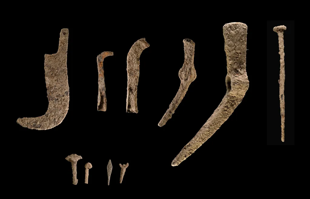Ferramentas de ferro encontradas no local da escavação (Imagem: Dafna Gazit/Israel Antiquities Authority) 