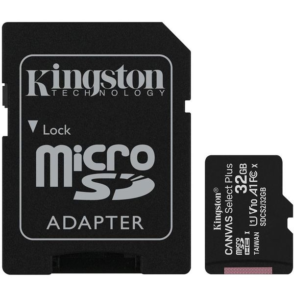 [BOLETO OU PIX] Cartão de Memória Kingston Canvas Select Plus MicroSD 32GB Classe 10 com Adaptador, para Câmeras Automáticas/Dispositivos Android - SDCS2/32GB
