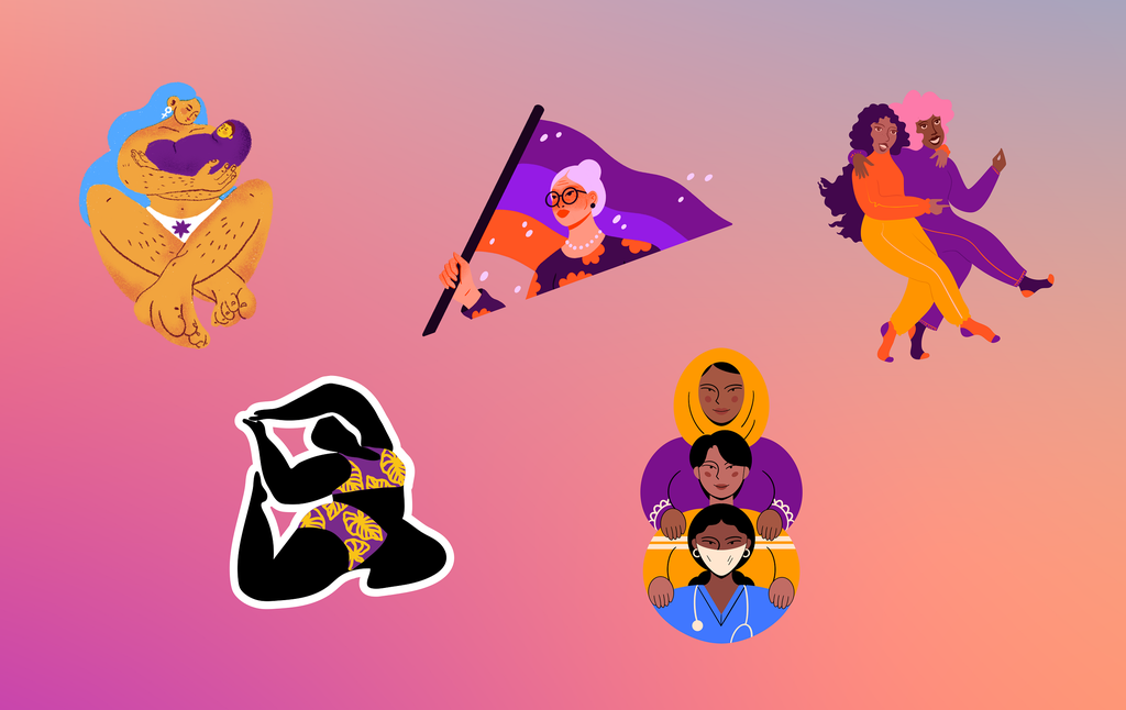 Os pacotes de stickers comemorativos do Instagram foram desenvolvidos por ilustradoras que se inspiraram em referências femininas mundiais(Imagem: Divulgação/Facebook)