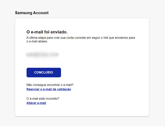 Após clicar no link de confirmação, seu login na Samsung Account é realizado automaticamente (Captura de tela: Ariane Velasco)