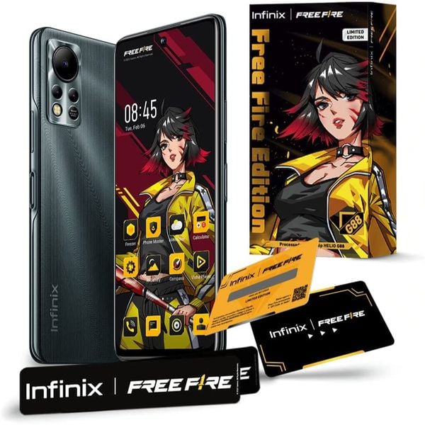 Smartphone Infinix Free Fire Limited Edition, 128GB, 6GB RAM, Câmera Tripla até 50 MP, Bateria de 5000mAh, Tela 6,78” de 90Hz Full HD, Dual Chip – Preto