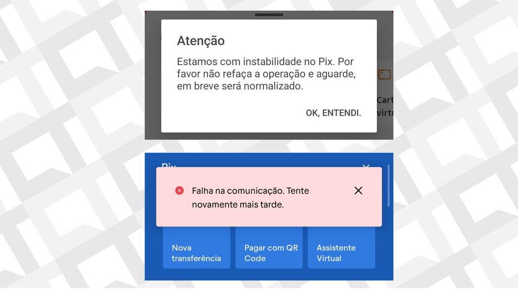 Apps de banco dão erro ao fazer Pix nesta segunda (Imagem: Captura de tela/Canaltech)