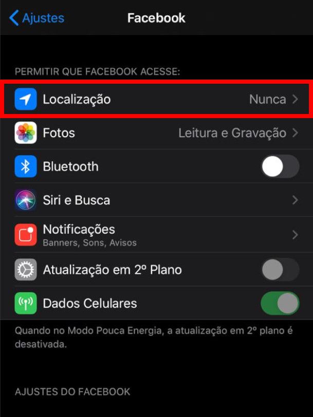 No iOS, clique em "Localização" para poder prosseguir (Captura de tela: Matheus Bigogno)