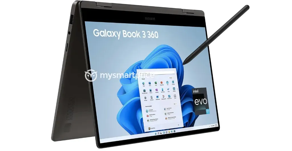 Galaxy Book3 terá versão com dobradiça em 360 graus para maior versatilidade (Imagem: Reprodução/MySmartPrice)