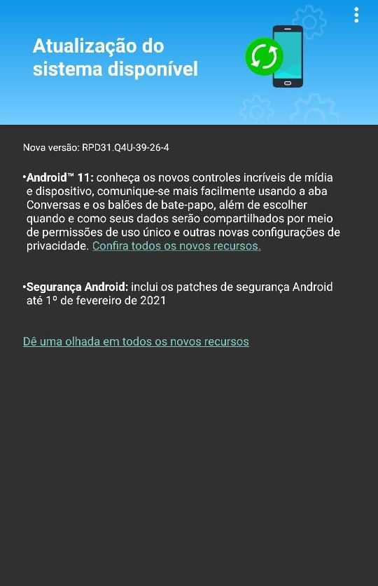 Notificação do Android 11 no Motorola Edge (Imagem: Reprodução/Tudo em Tecnologia)