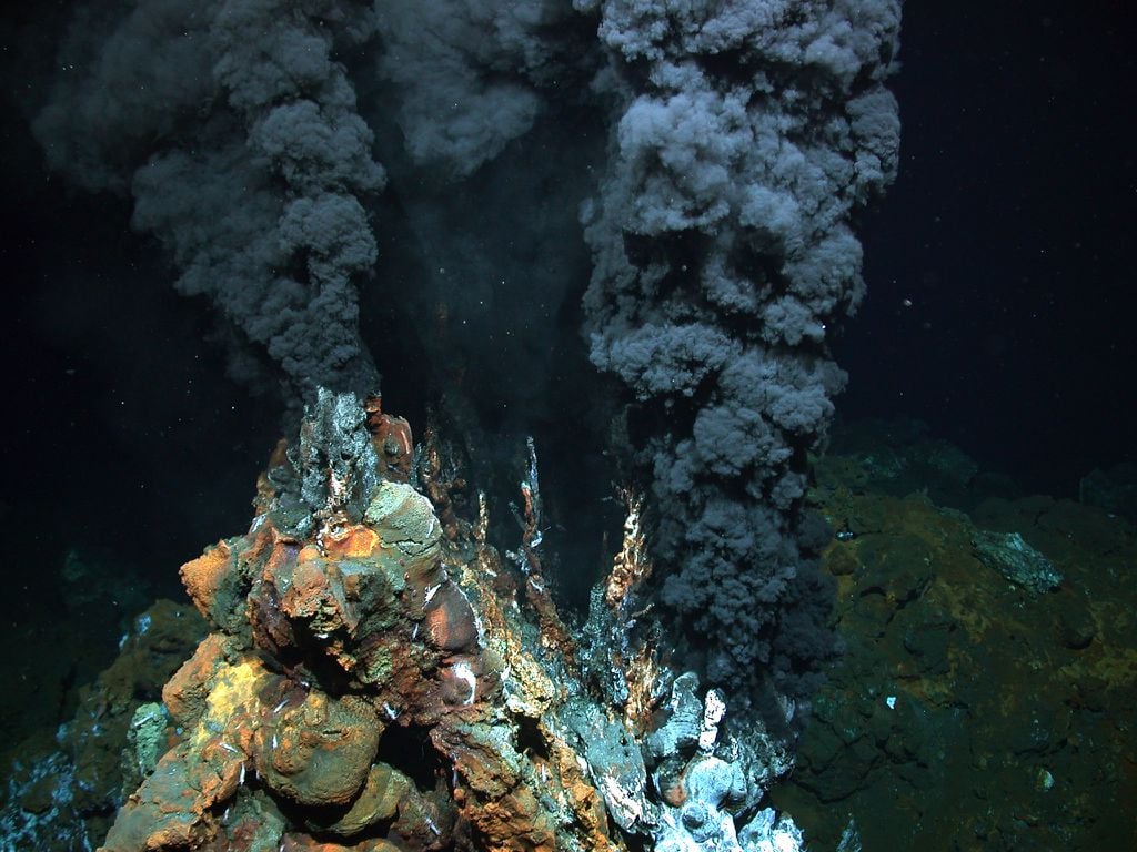 Nas profundezas do mar, emanações frias formam locais como as fumarolas, que são habitadas por organismos que sobrevivam com quimissíntese e aproveitam os gases expelidos da Terra (Imagem: MARUM/Universität Bremen/CC-BY-4.0)