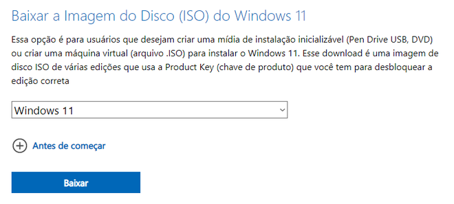 Arquivo ISO do Windows 11 já está disponível (Imagem: Reprodução/Microsoft)