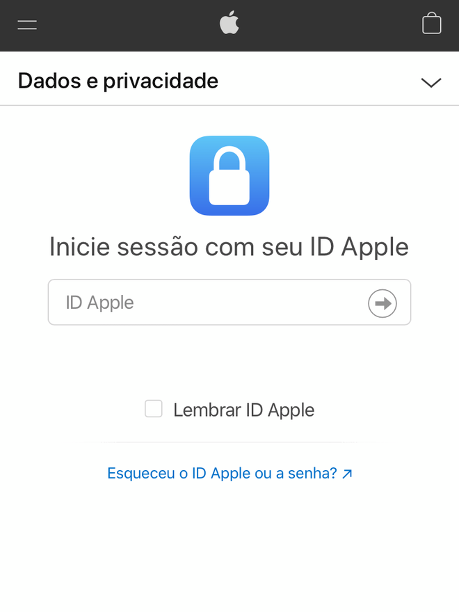 Inicie sessão com seu login ID Apple correspondente à conta de iCloud - Captura de tela: Thiago Furquim (Canaltech)