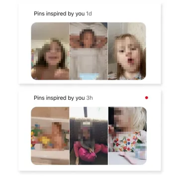 Após ver imagens das crianças, o algoritmo de recomendação sugere mais fotos similares (Imagem: Reprodução/Pinterest)