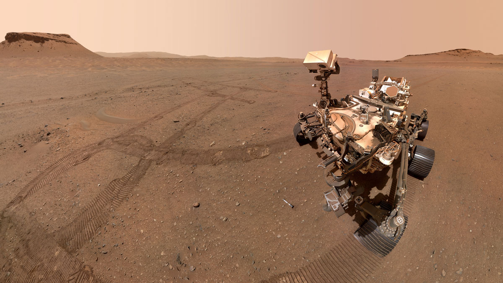 Rover Perseverance e tubo de amostras em Marte (Imagem: Reprodução/NASA/JPL-Caltech/MSSS)