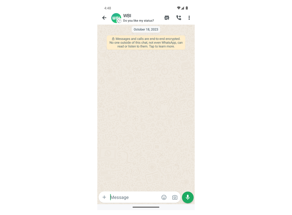 WhatsApp prepara um modo de exibição de recado abaixo do nome de perfil na janela de bate-papo (Imagem: Reprodução/WABetaInfo)
