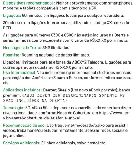 Regras para divulgação de planos de Telecom