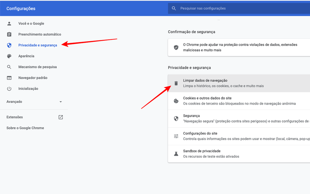 Limpe os dados de navegação do Google Chrome (Captura de tela: Thiago Furquim)