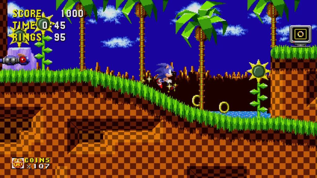 Sonic correndo na Green Hill Zone