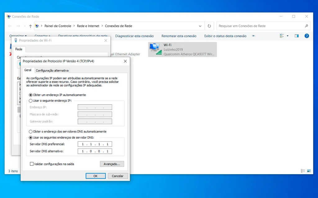 Saiba como usar o DNS da Cloudflare no Windows (Captura de tela: André Magalhães)