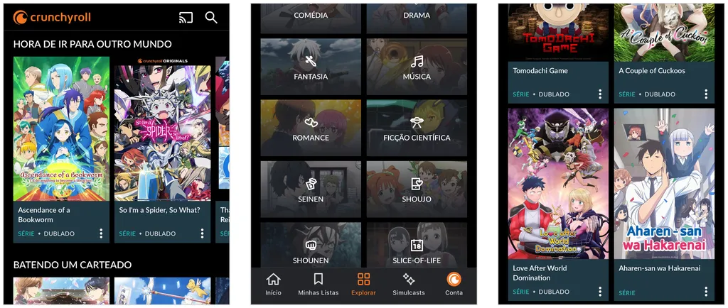 App da Crunchyroll está disponível no Android e iPhone (Captura de tela: Caio Carvalho)