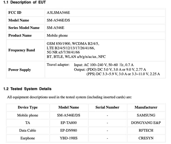 Samsung Galaxy A54 5G Certificação FCC 2 Samsung Galaxy A54 5G Certificação FCC 2