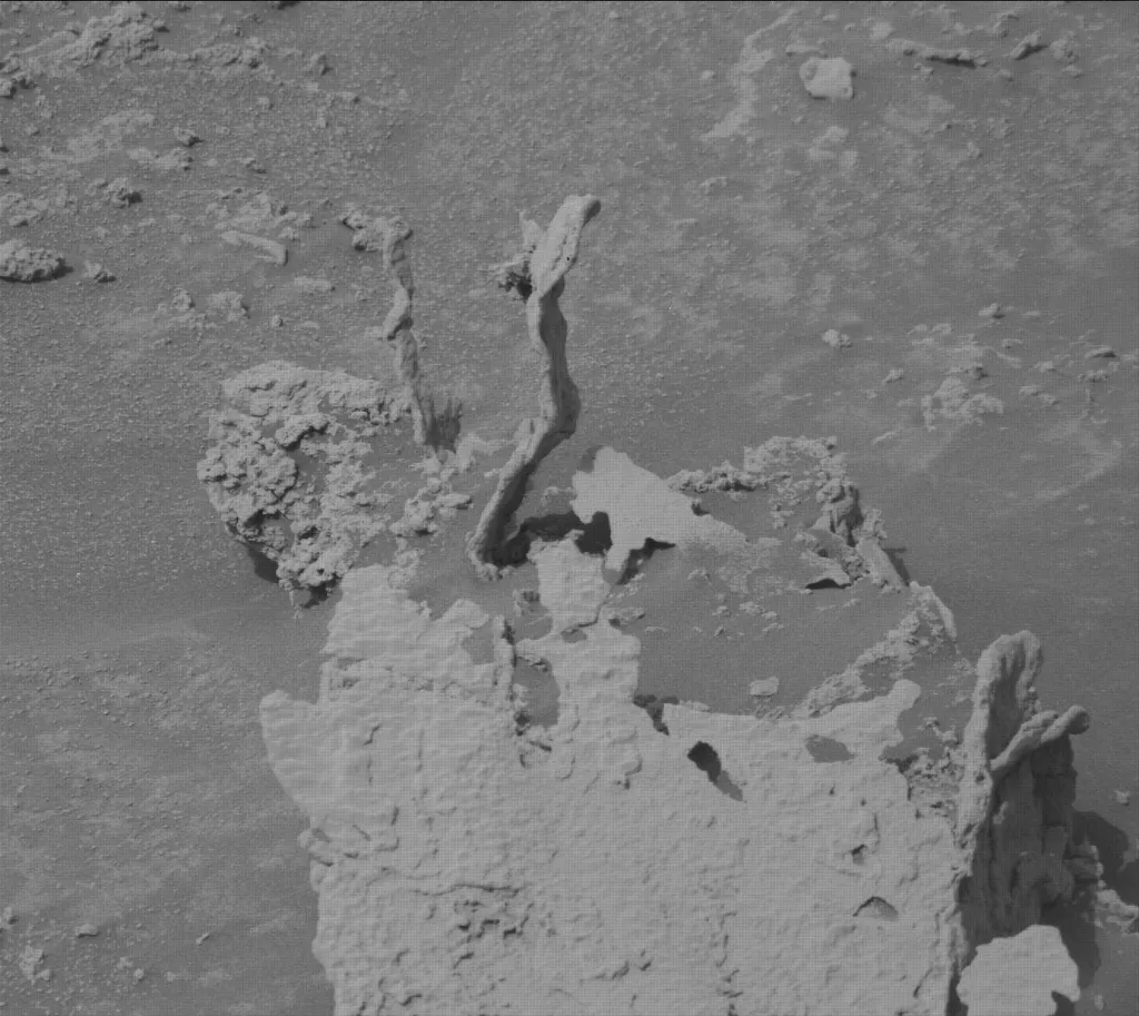 Imagem sem processamento dos "galhos petrificados" na cratera Gale (Imagem: Reprodução/NASA/JPL-Caltech/MSSS)