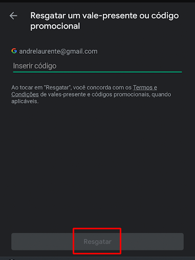 Resgate de gift card - Comunidade Google Play