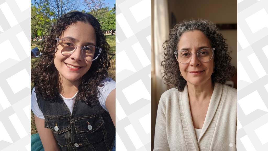 Antes e depois do pedido de geração de foto mais velha para o Gemini