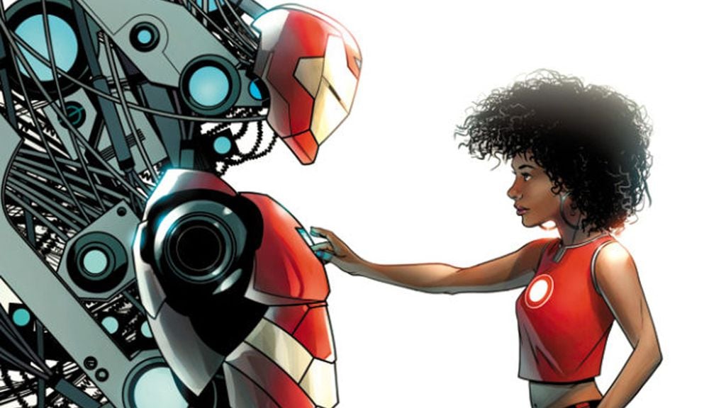 Nos quadrinhos, Riri Williams assume o manto de Homem de Ferro após Tony Star ser ferido em batalha. (Imagem: Divulgação/Marvel)