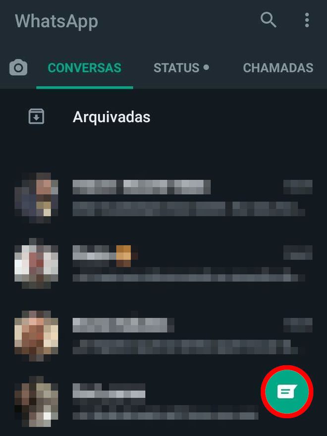 Depois de abrir o WhatsApp, acesse a aba de "Contatos" do mensageiro (Captura de tela: Guadalupe Carniel)