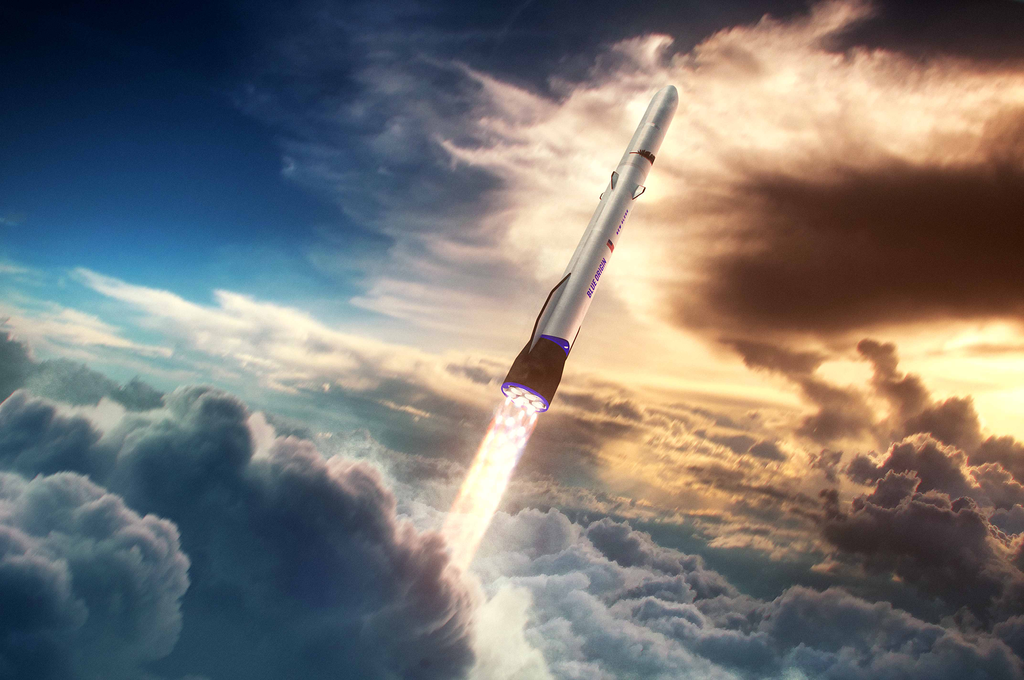 Representação do foguete New Glenn, da Blue Origin (Imagem: Reprodução/Blue Origin)