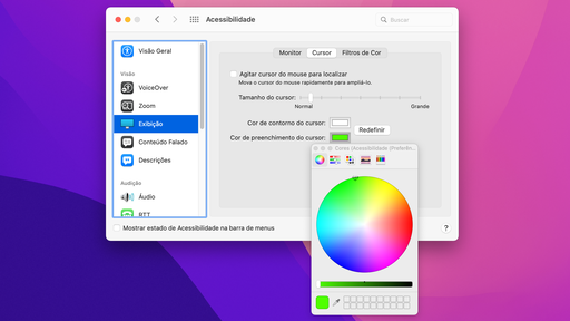 Como deixar o ponteiro do mouse do Mac colorido