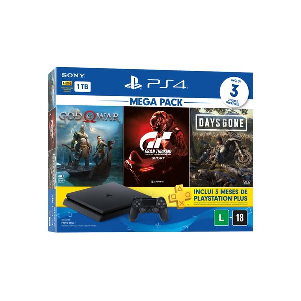 Console Playstation 4 Hits 1TB Bundle 12 - God Of War + Gran Turismo + Days Gone - PS4 no Submarino.com