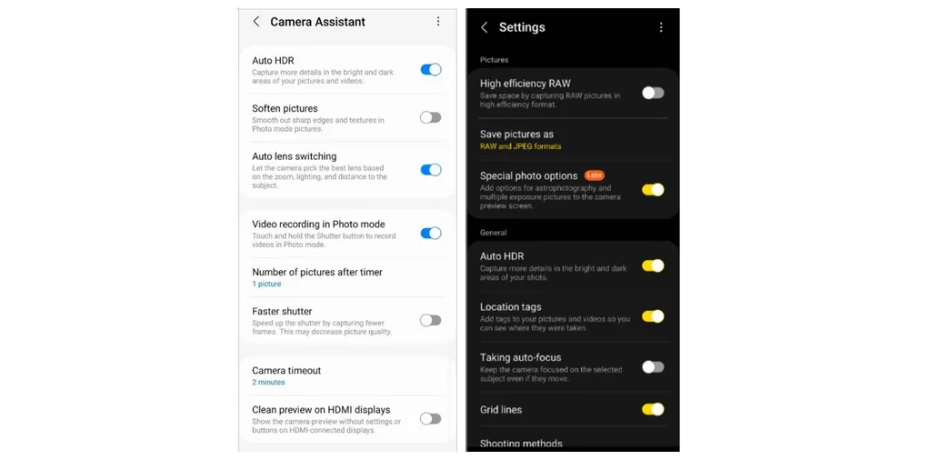 Camera Assistant permite desligar troca automática de lentes (Imagem: Divulgação/Samsung)
