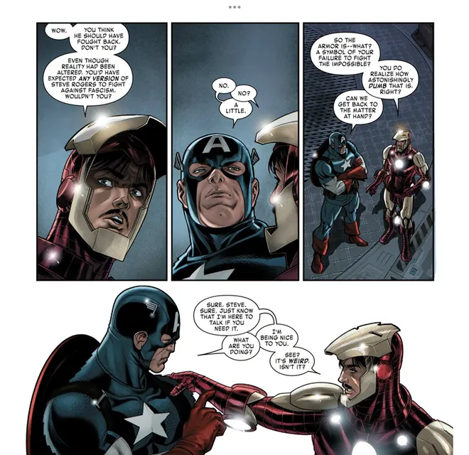 Rivalidades entre super-heróis nos quadrinhos: Capitão América vs Homem de Ferro (Imagem: Reprodução/Marvel Comics)